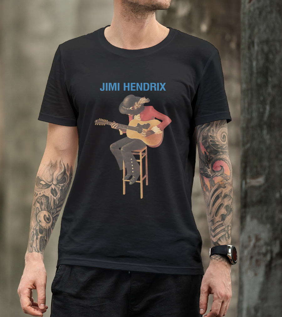 Jimi Hendrix Acoustic Guitar Stool Session T-Shirt