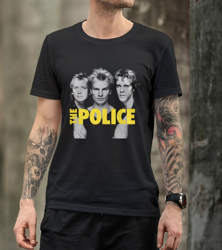 The Police Band Members Portrait With Yellow T-Shirt