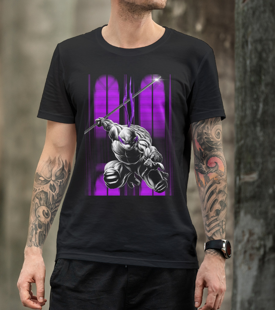 Teenage Mutant Ninja Turtles Donatello Action Pose Purple Bandana Bo Staff T-Shirt