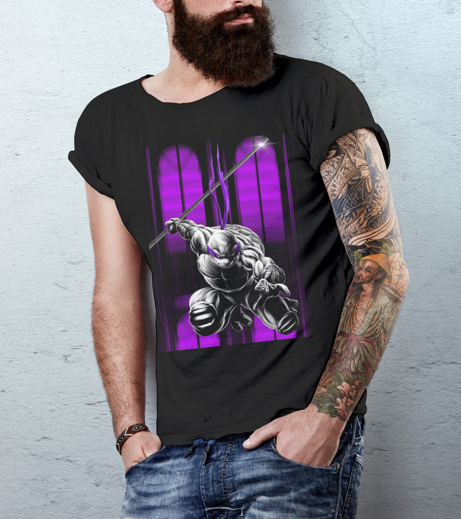 Teenage Mutant Ninja Turtles Donatello Action Pose Purple Bandana Bo Staff T-Shirt