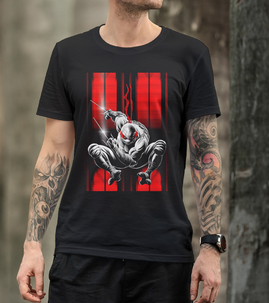 Raphael Ninja Turtle Red Bandana Sais Black And Red Stripes T-Shirt