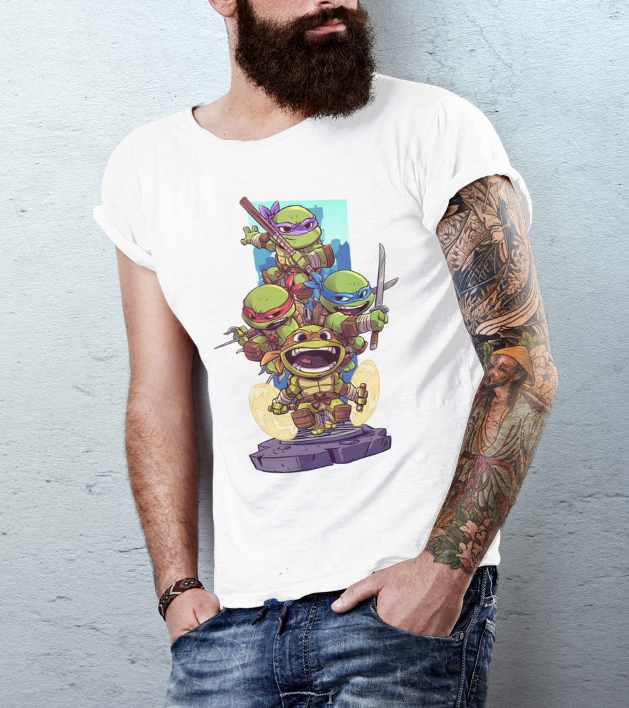 Teenage Mutant Ninja Turtles Leonardo Michelangelo Donatello Raphael Action Team T-Shirt