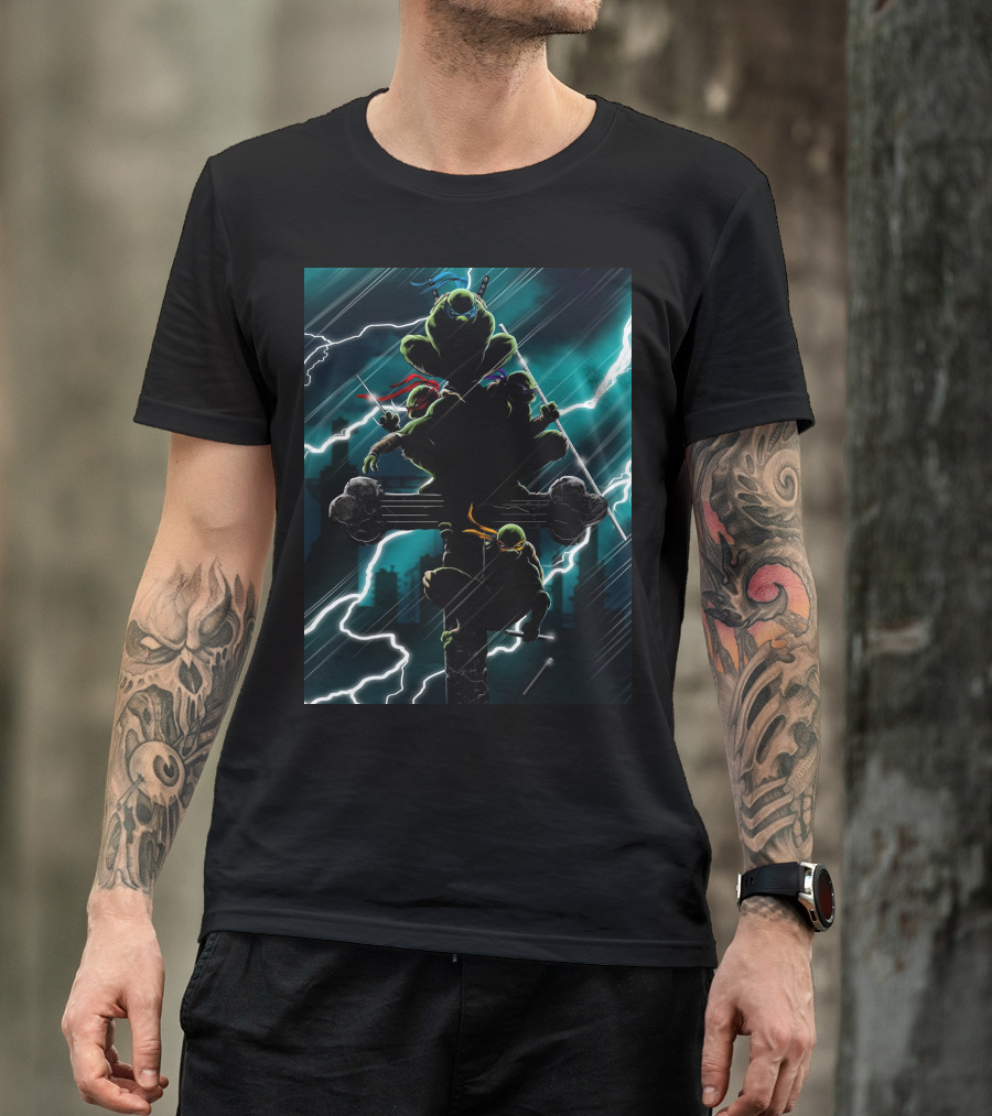 Teenage Mutant Ninja Turtles Lightning Silhouette Rooftop Heroes T-Shirt