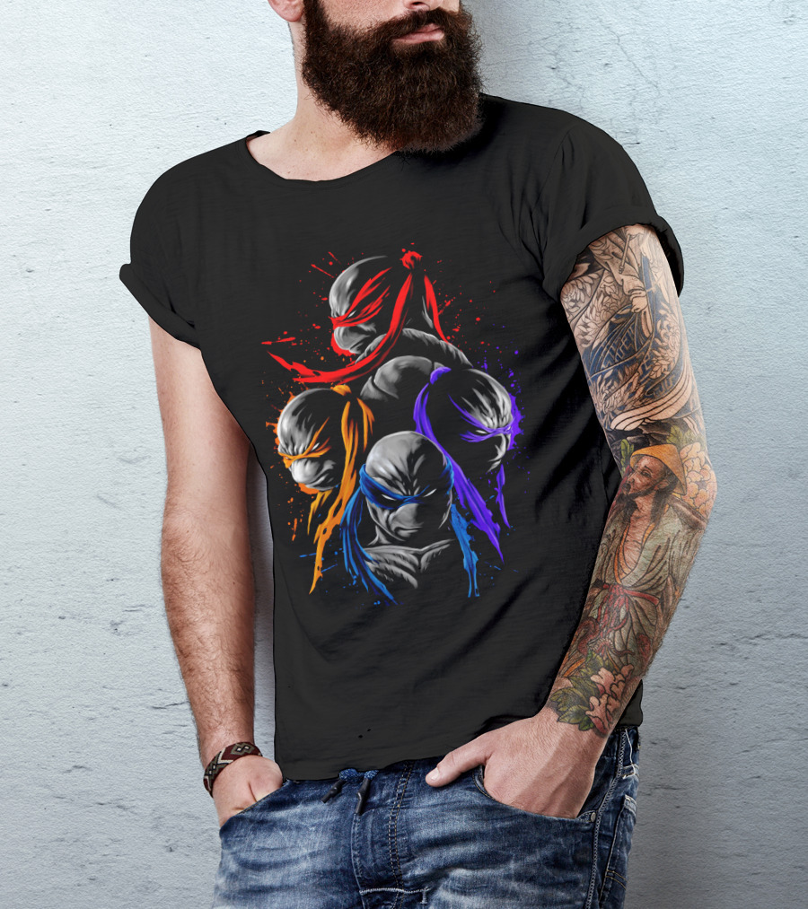 Teenage Mutant Ninja Turtles Red Orange Purple Blue Masks T-Shirt