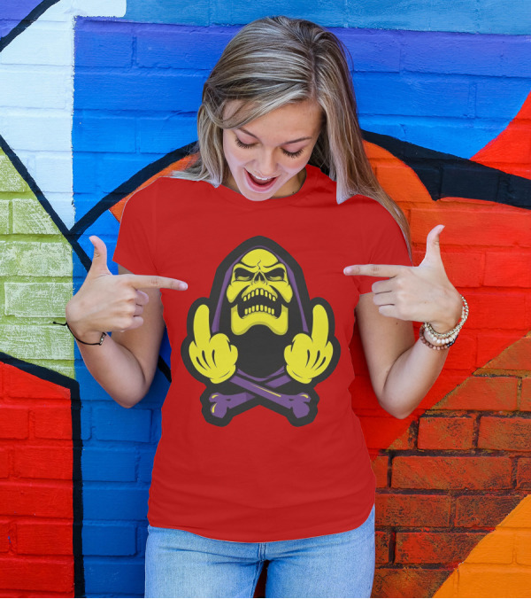 Skeletor Masters Of The Universe Skull Crossbones Gesture T-Shirt