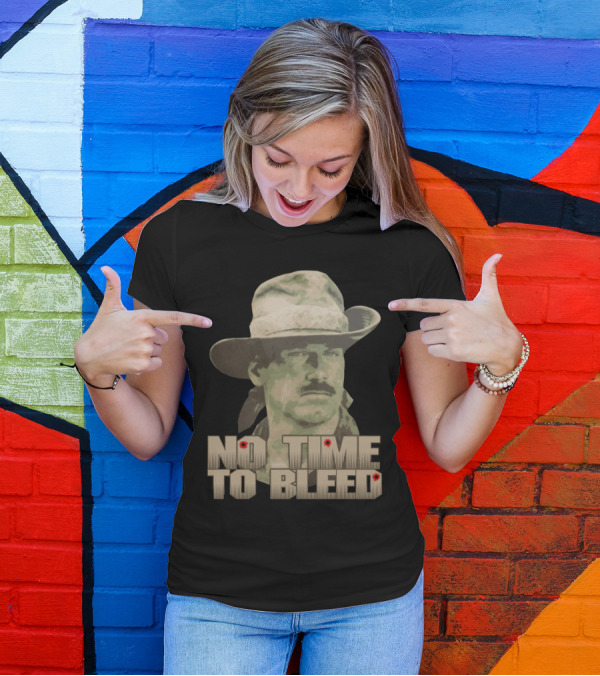 Predator No Time To Bleed Soldier Portrait With Text And Bullet Holes T-Shirt