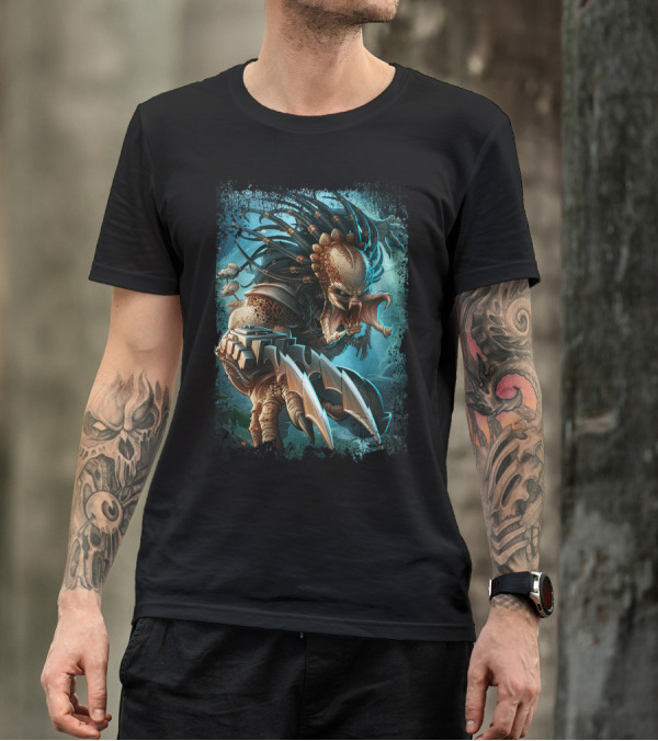Predator Alien Sci-Fi Creature With Dreadlocks And Blades T-Shirt