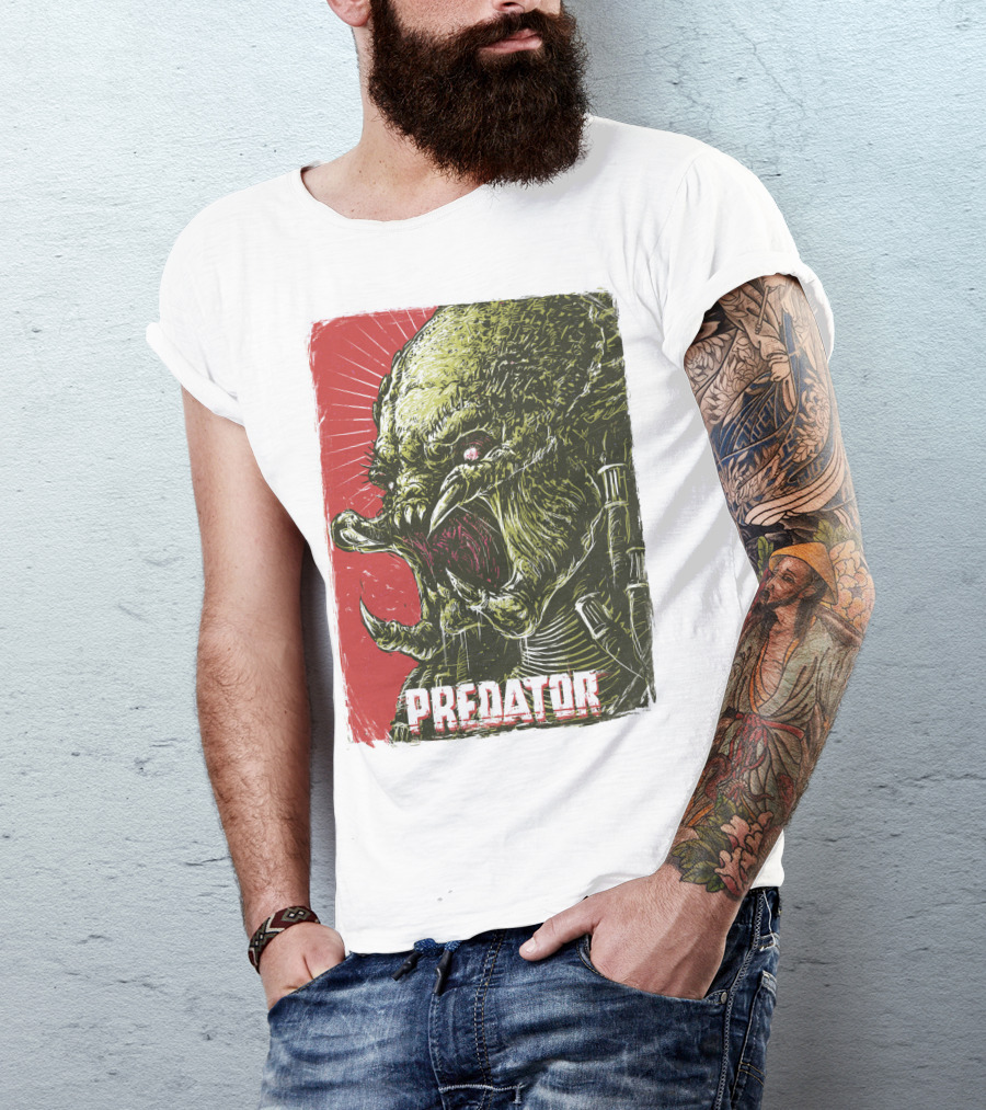 Predator Alien Creature Stylized Artwork Vintage Film T-Shirt
