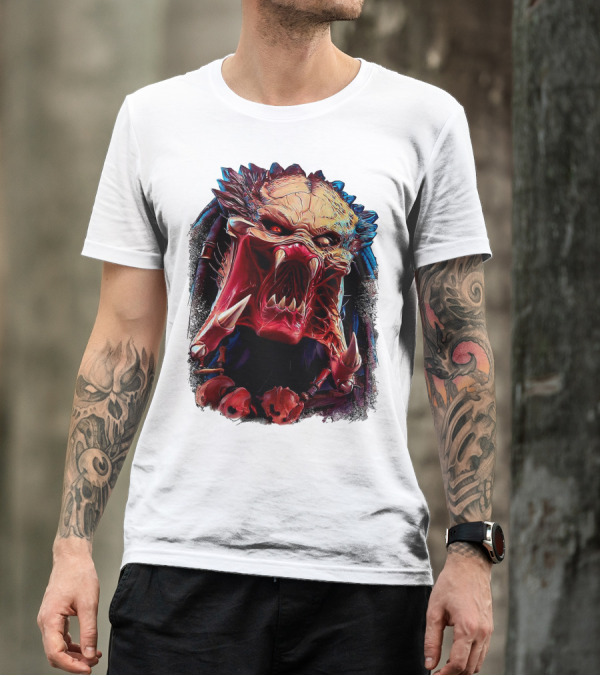 Predator Alien Creature Roaring Face T-Shirt