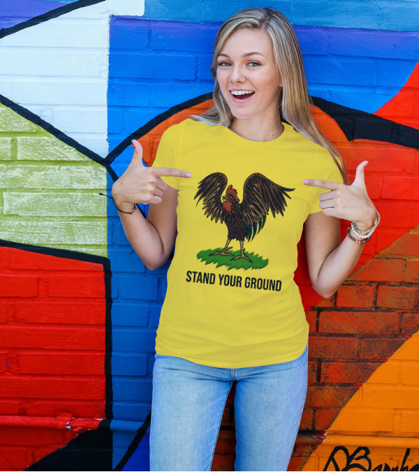 Stand Your Ground Rooster On Grass T-Shirt