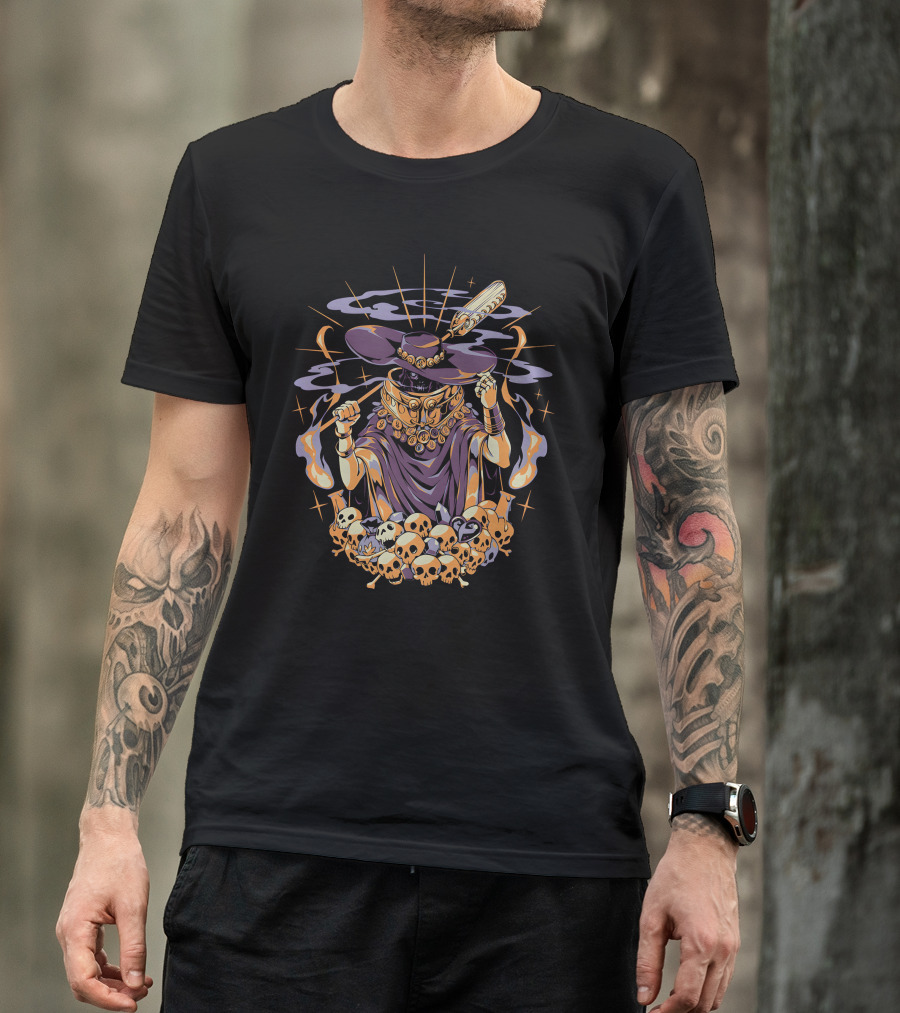 Hades The Stygian Boatman Surrounded By Flaming Skulls And Mystical Elements T-Shirt