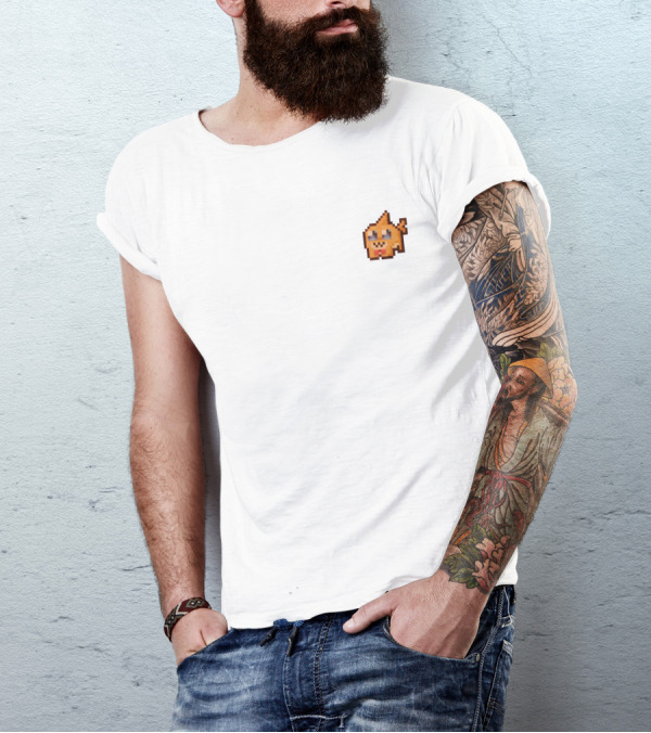 The Click Merch Pixel Mango Character Tee White T-Shirt