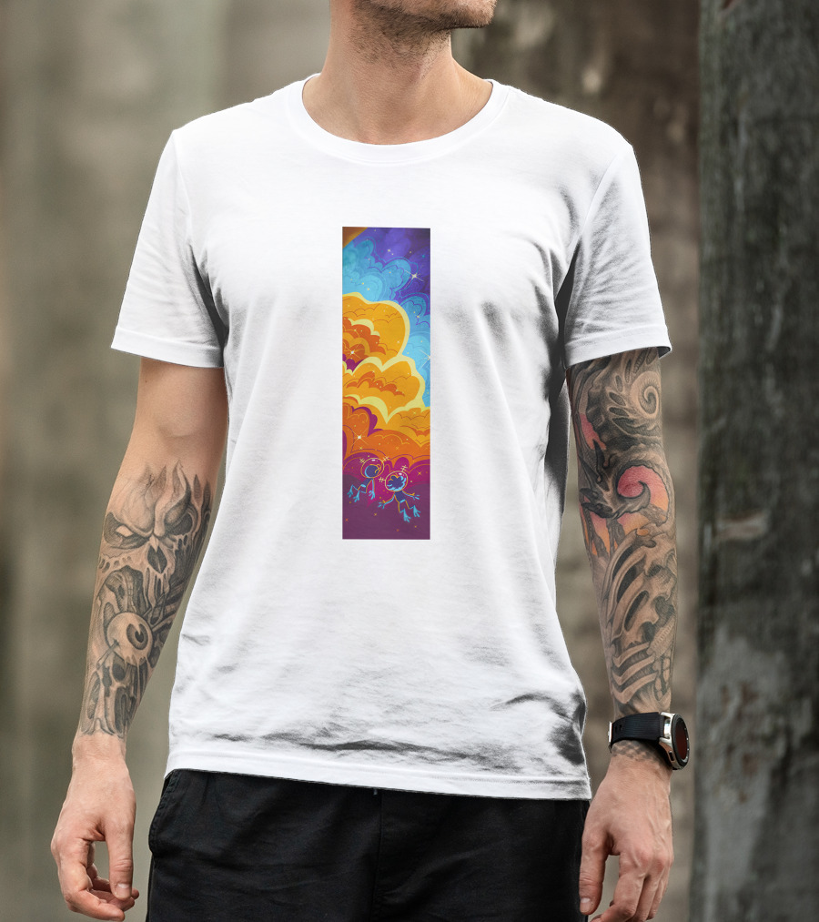 Cosmic Spliffs Oversized White Psychedelic Sky And Clouds T-Shirt