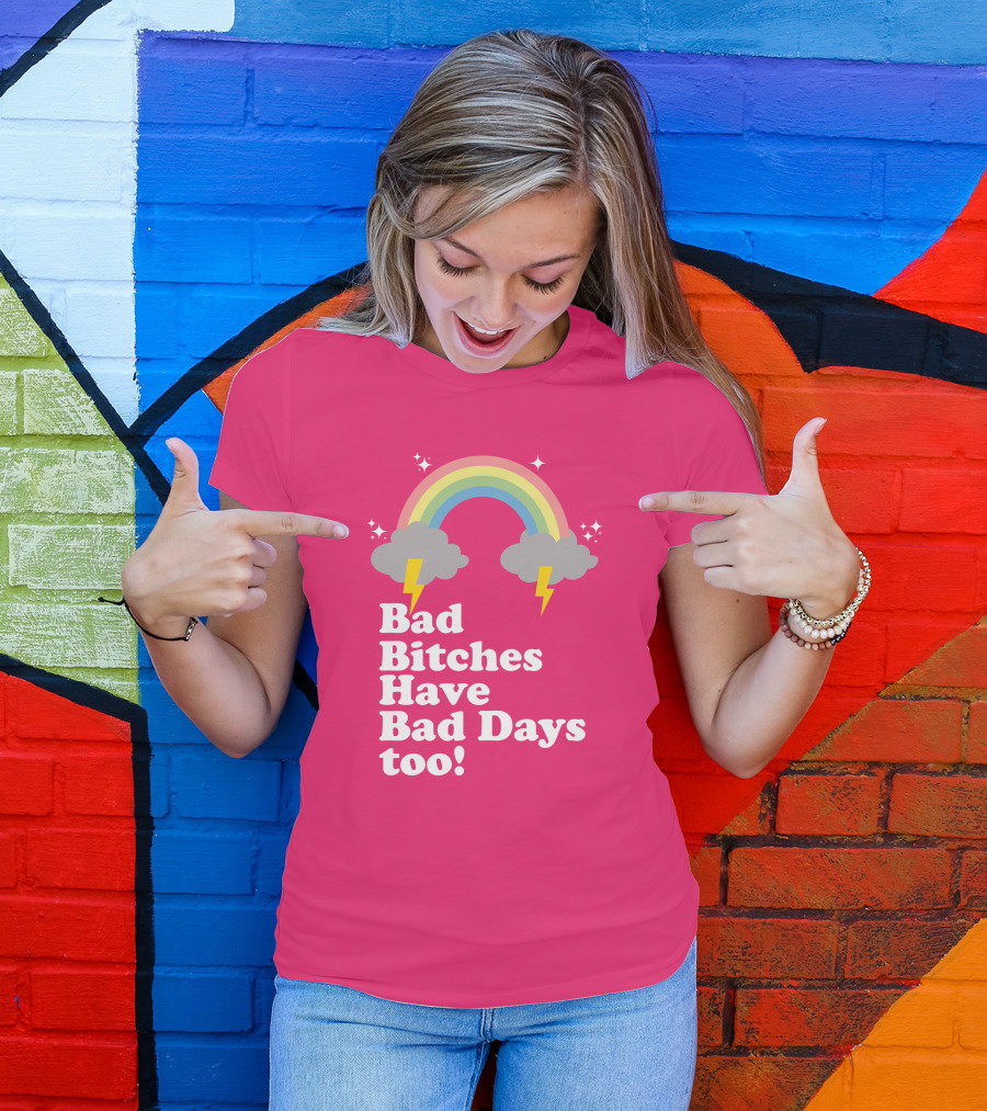 Megan Thee Stallion Bad Bitches Have Bad Days Too Pink Rainbow T-Shirt
