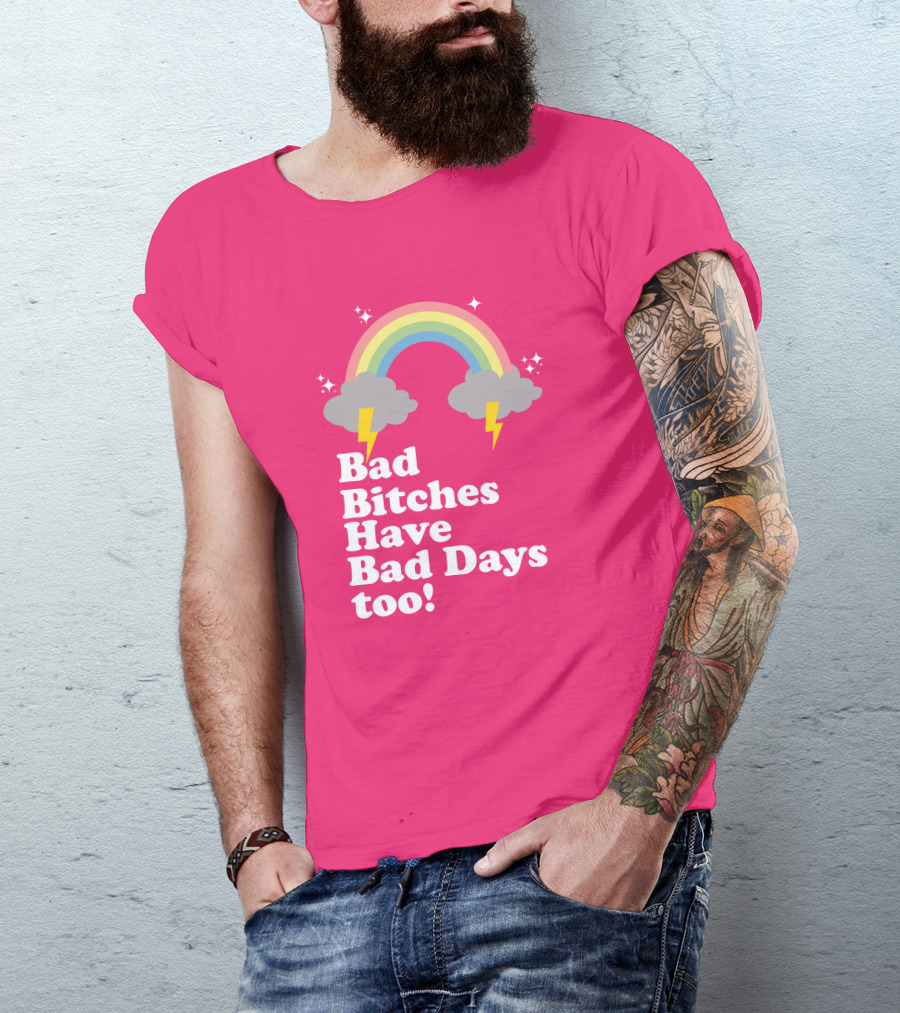 Megan Thee Stallion Bad Bitches Have Bad Days Too Pink Rainbow T-Shirt