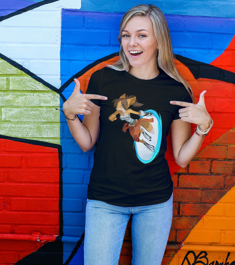 Sajira Aperture Laboratories Fox Chell Stormi Folf Portal Character T-Shirt