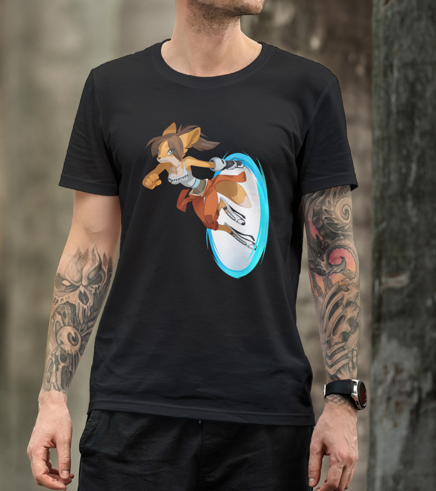 Sajira Aperture Laboratories Fox Chell Stormi Folf Portal Character T-Shirt