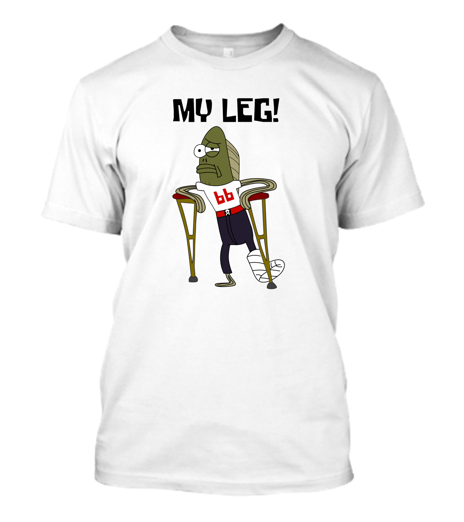 SpongeBob My Leg Iconic Character 66 Crutches Injured Gag T-Shirt