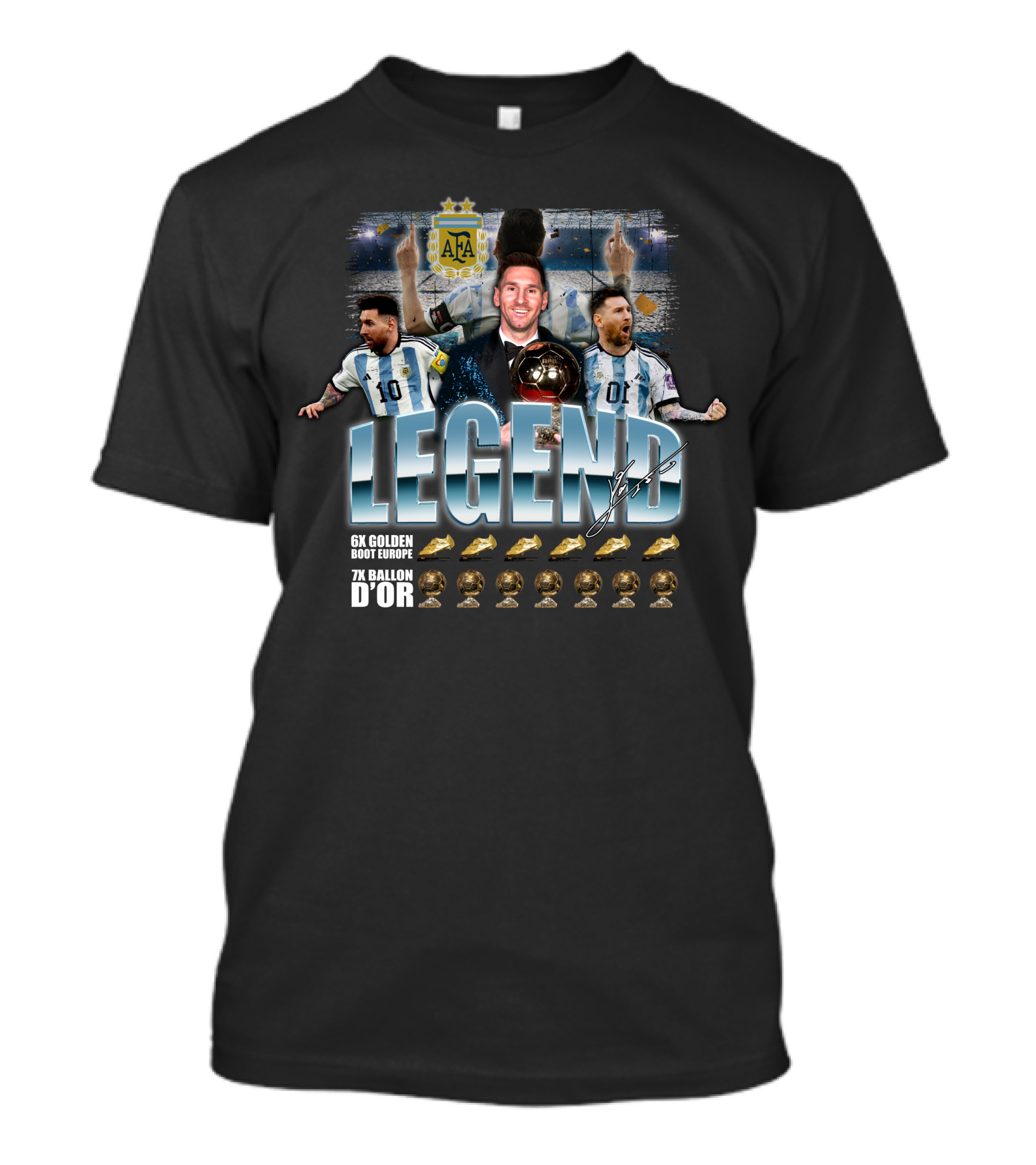 Lionel Messi Legend 6x Golden Boot Europe 7x Ballon D'Or AFA T-Shirt