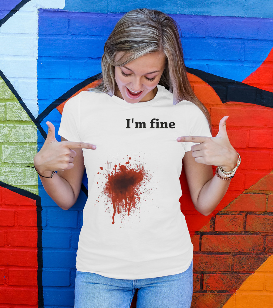 I'm Fine Bloody Zombie Bite Scary Halloween T-Shirt