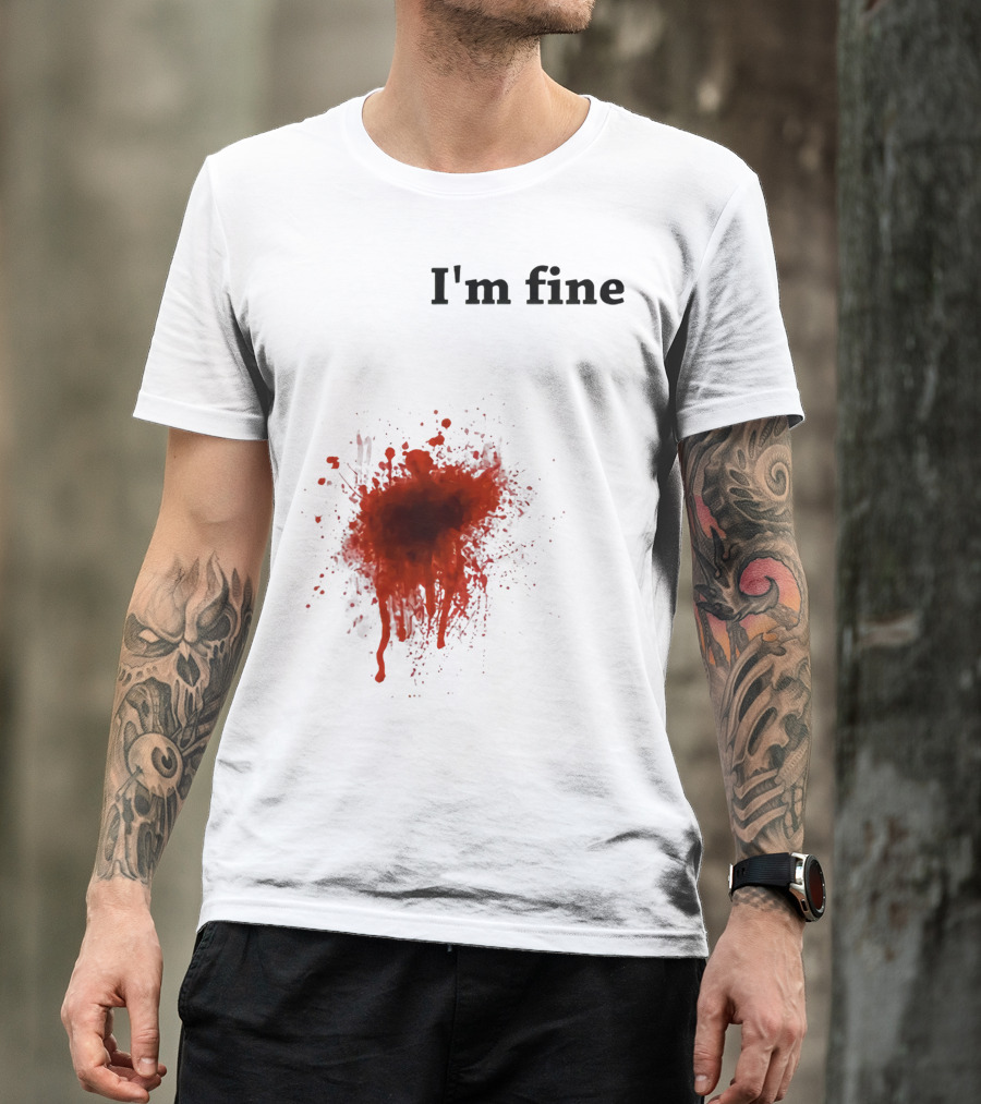 I'm Fine Bloody Zombie Bite Scary Halloween T-Shirt