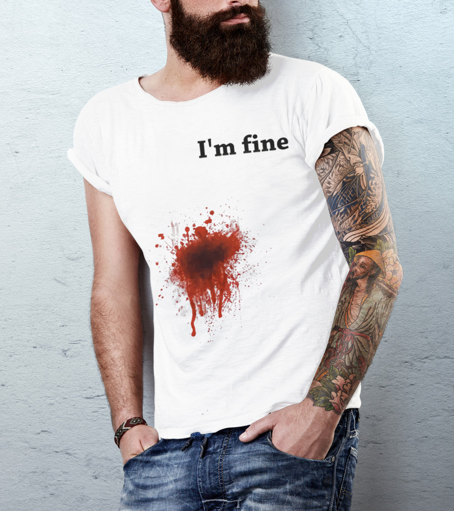 I'm Fine Bloody Zombie Bite Scary Halloween T-Shirt