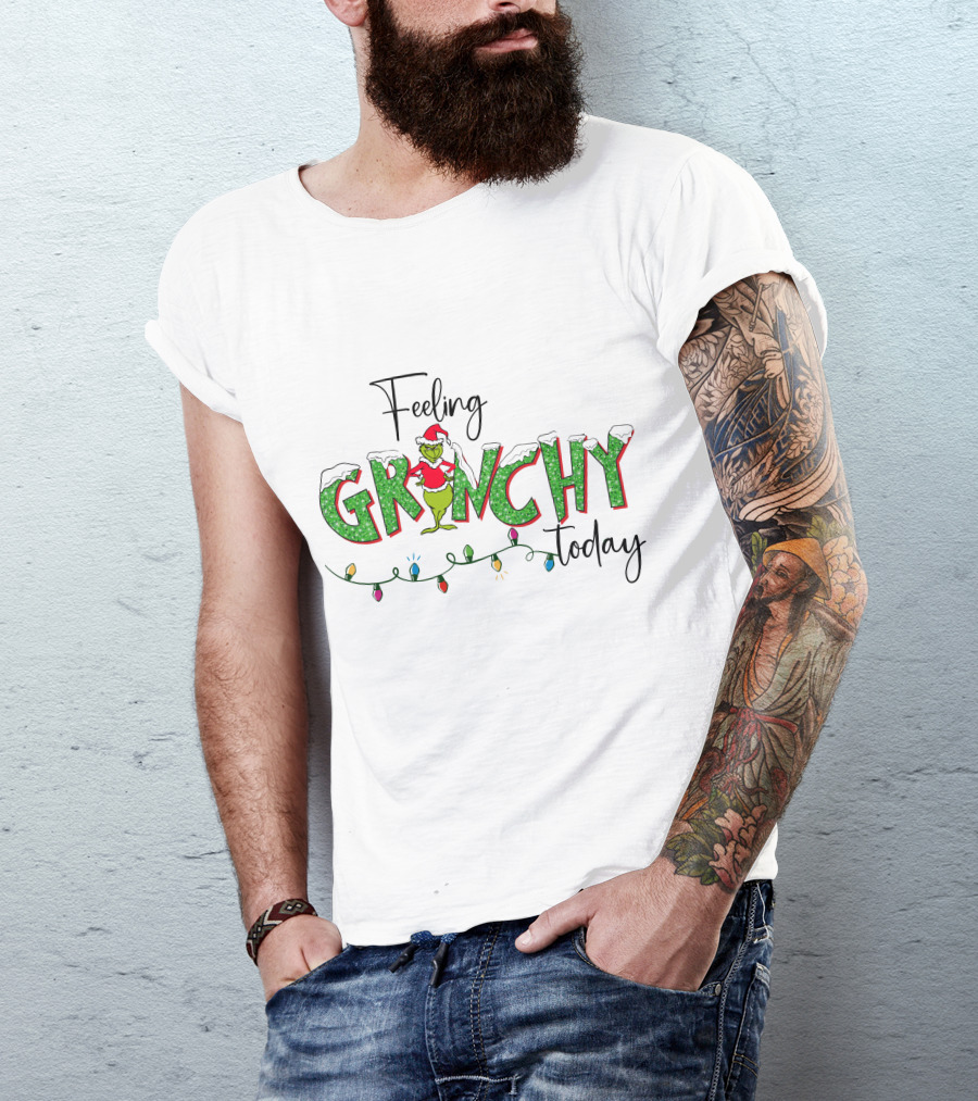 Feeling Grinchy Today Christmas Lights Holiday Festive T-Shirt