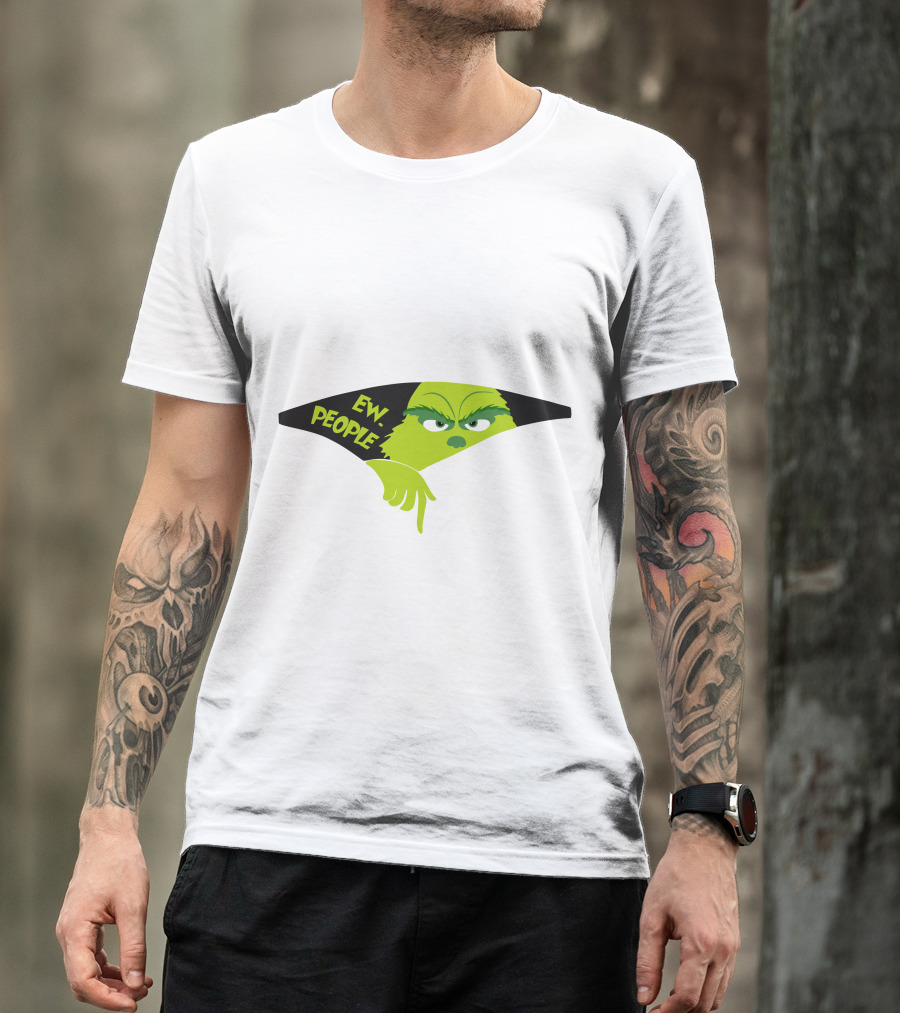 Ew People Grinch Face Peeking Out T-Shirt