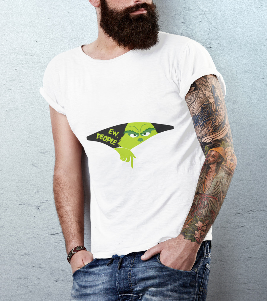 Ew People Grinch Face Peeking Out T-Shirt