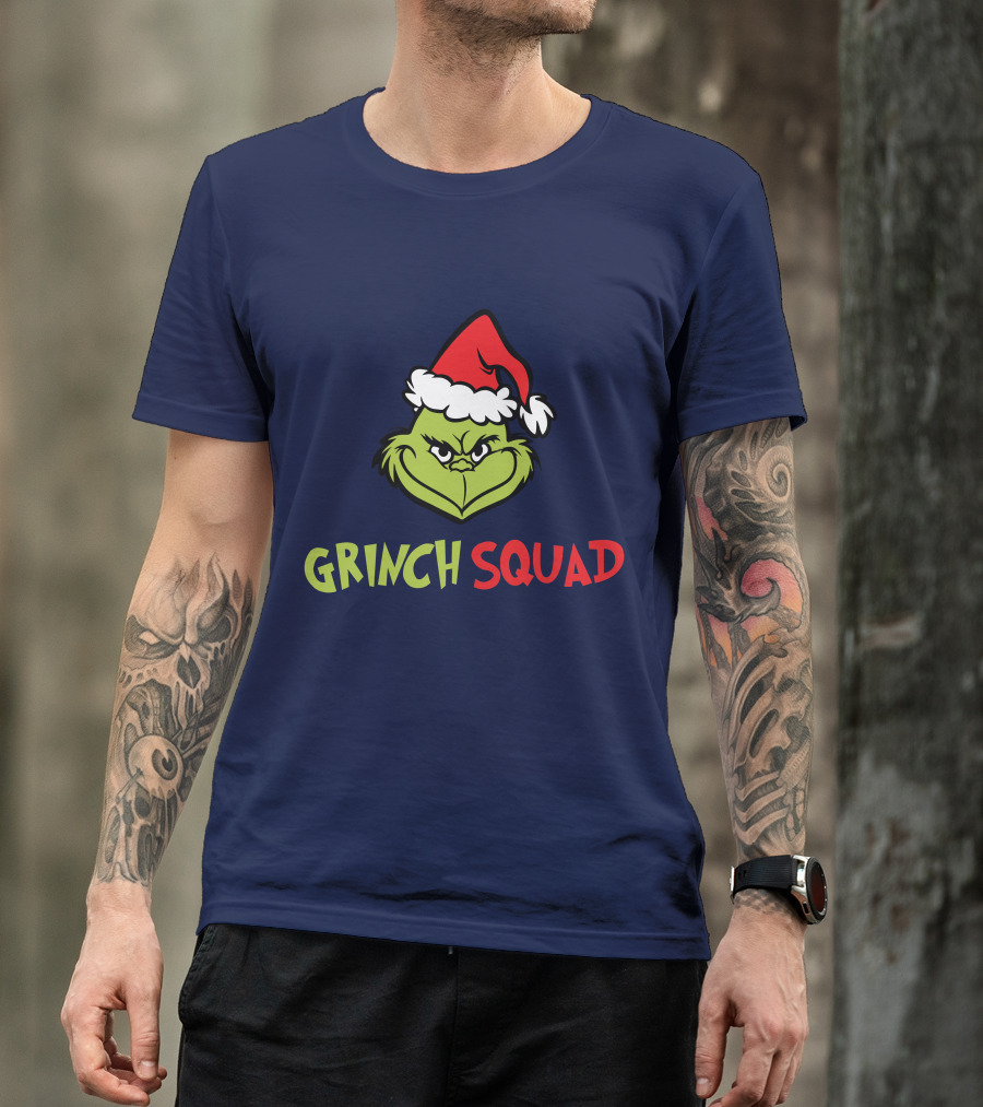 Grinch Squad Merry Christmas Santa Hat T-Shirt