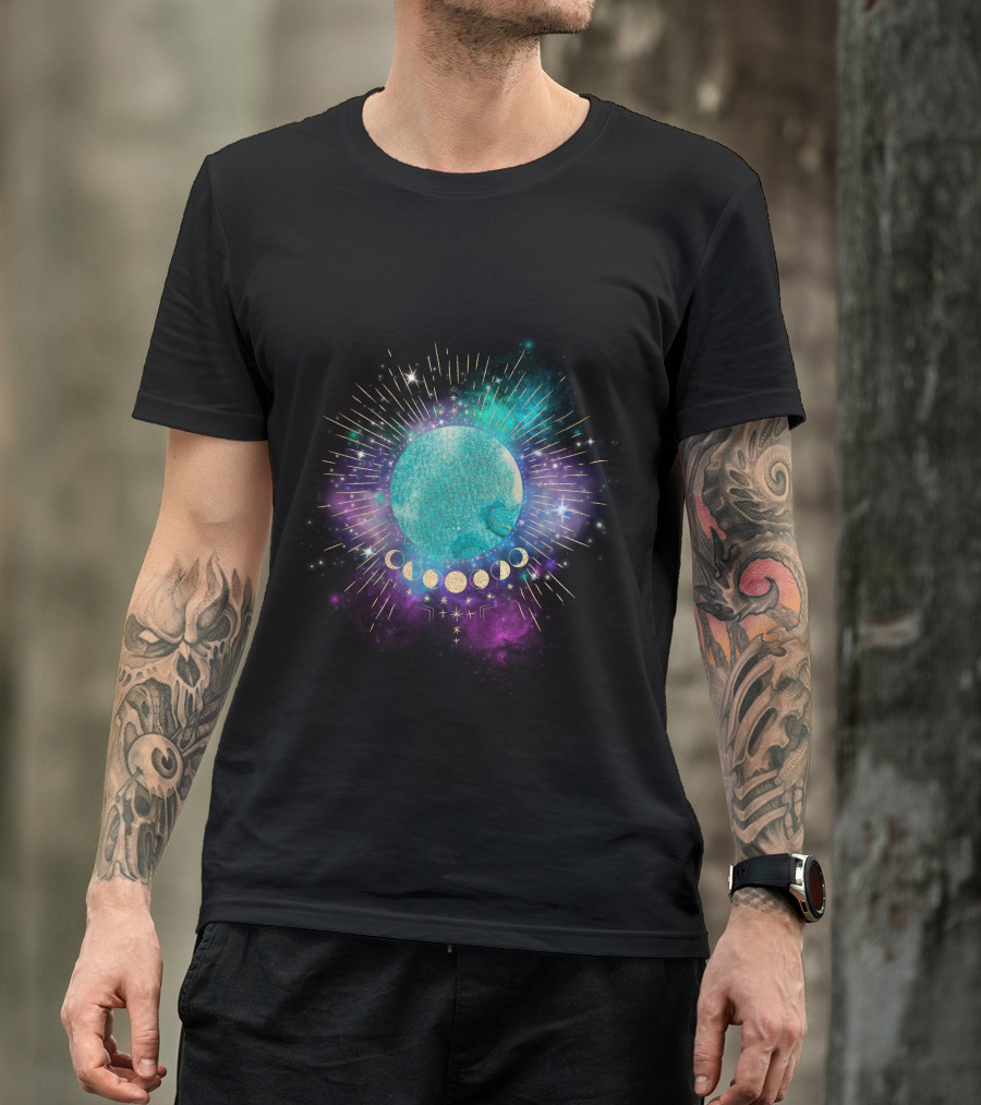 Miracle Planet Celestial Cosmic Phases With Stars And Galaxy Elements T-Shirt