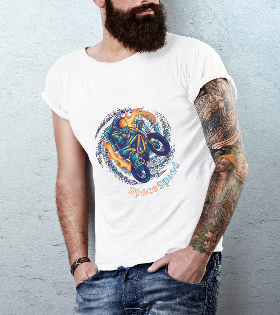 Space Speed Galactic Cyclist Adventure T-Shirt