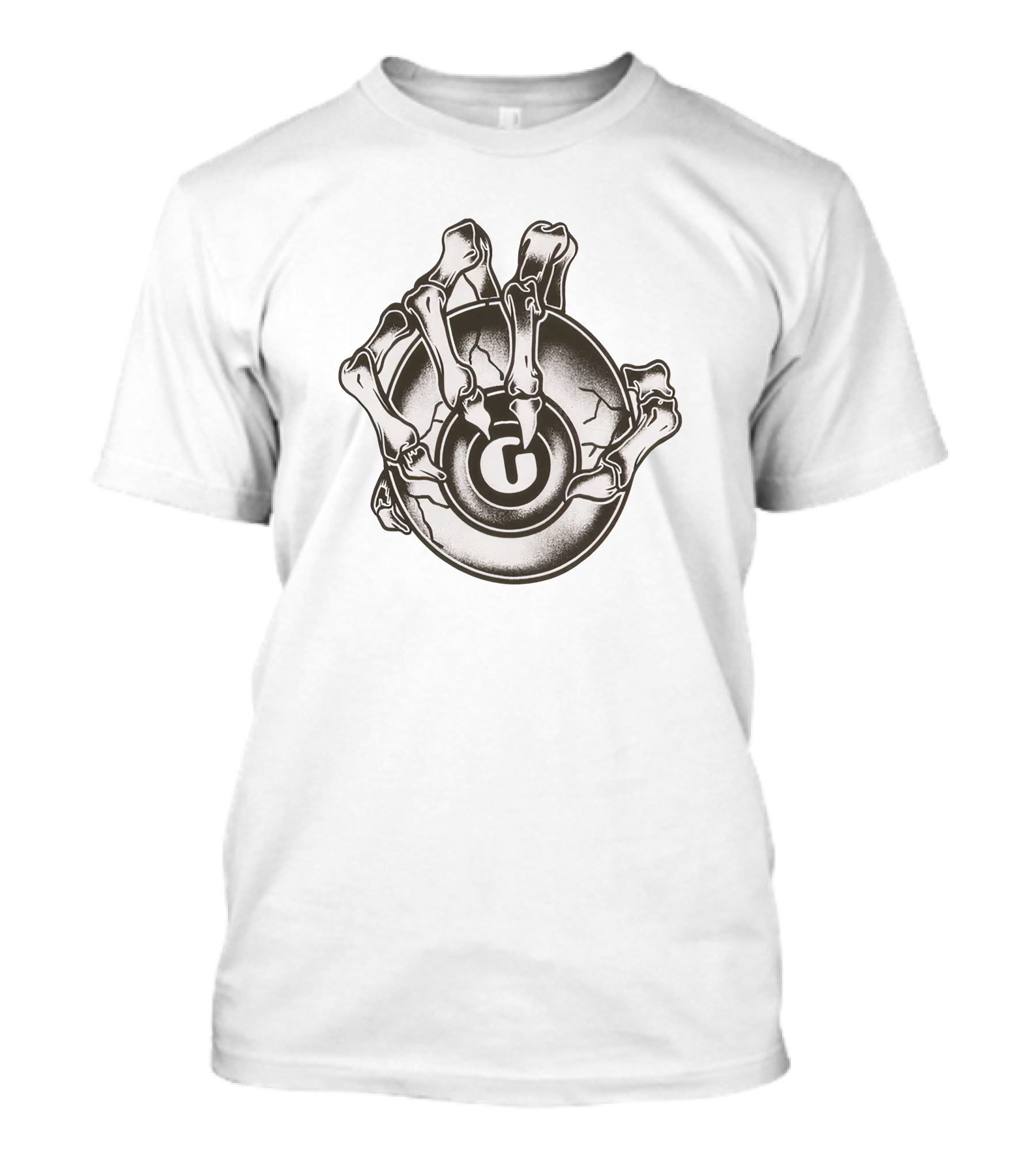 Big G-Ball Skeleton Hand Grasping G Cracked Sphere T-Shirt