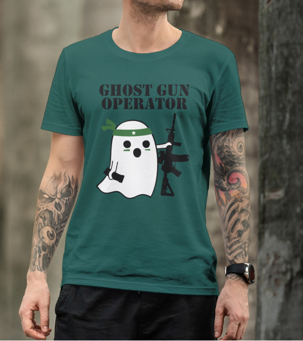 Ghost Gun Operator Ghost With Bandana And Rifle T-Shirt