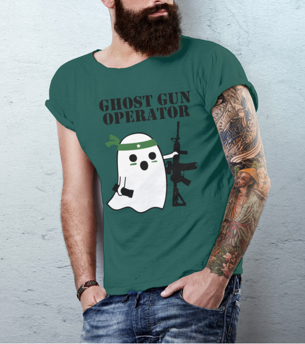 Ghost Gun Operator Ghost With Bandana And Rifle T-Shirt
