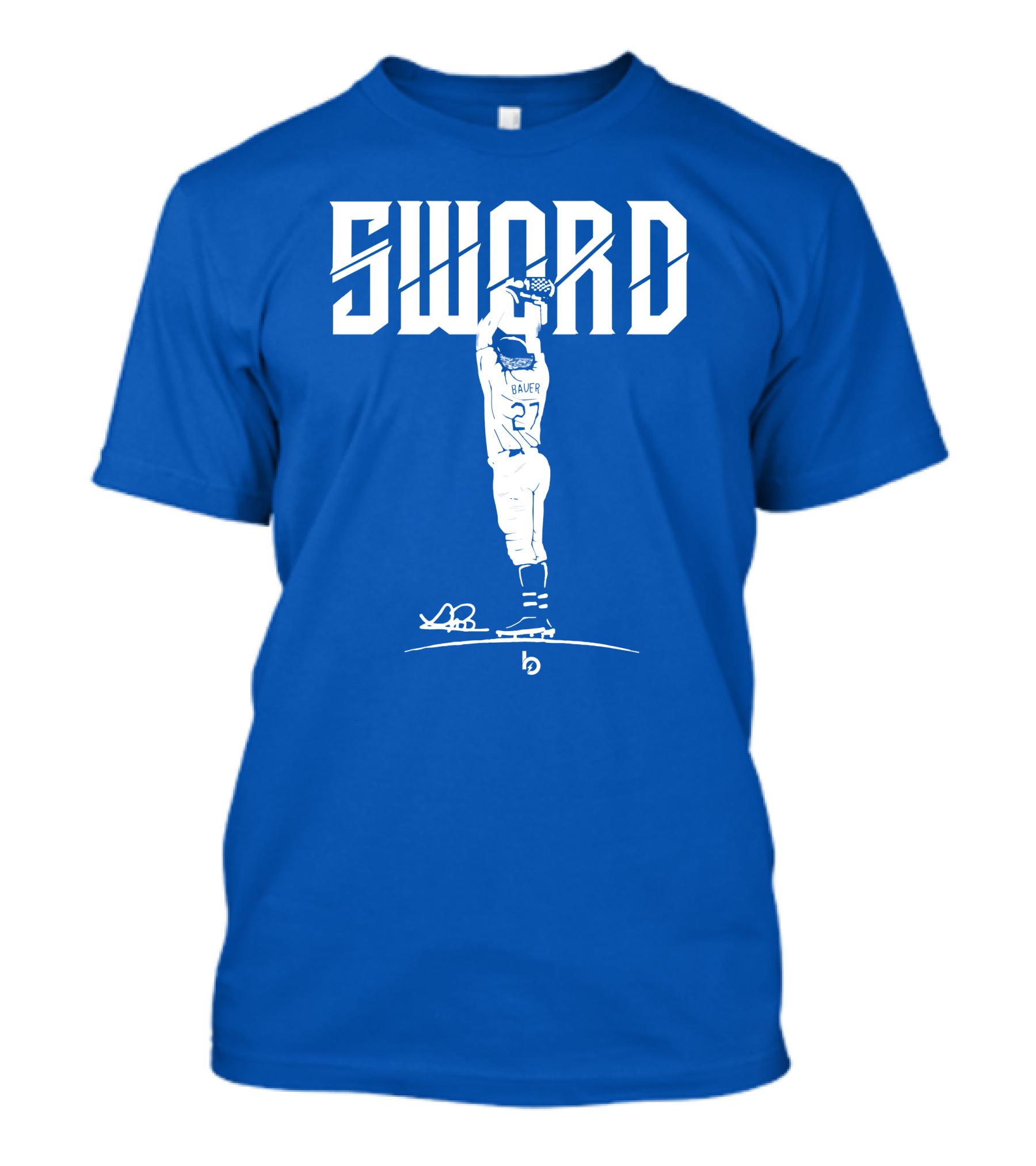 SWORD Trevor Bauer 27 Baseball Visual Blue T-Shirt