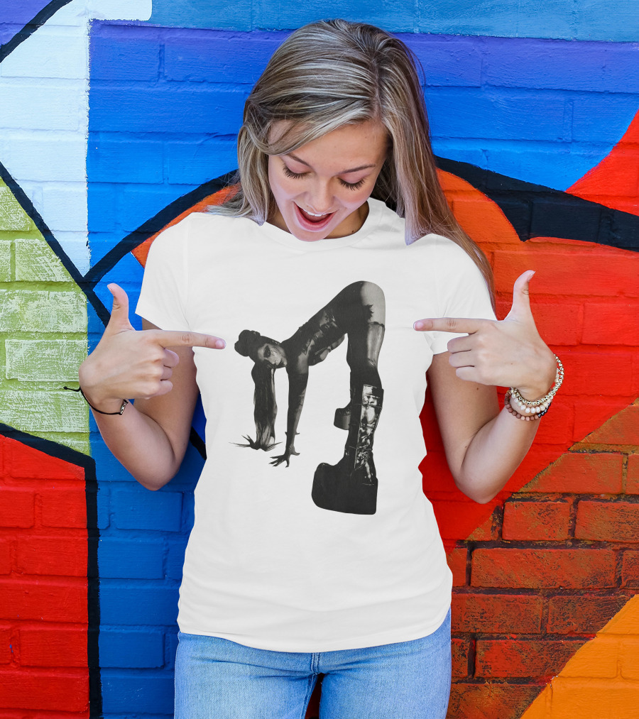 Lady Gaga Chromatica Black And White Striking Pose Platform Boots T-Shirt