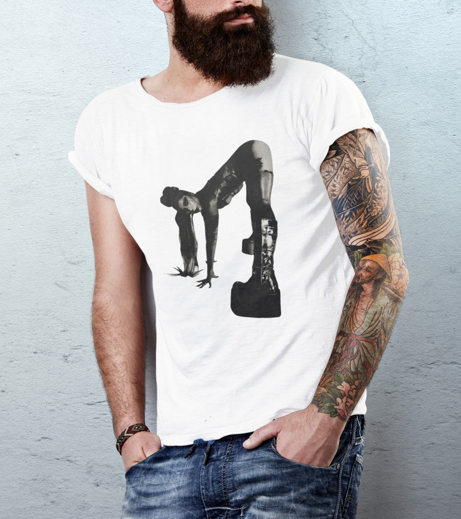 Lady Gaga Chromatica Black And White Striking Pose Platform Boots T-Shirt