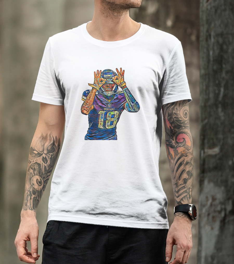 Justin Jefferson Minnesota Vikings Number 18 Griddy Dance Fan T-Shirt