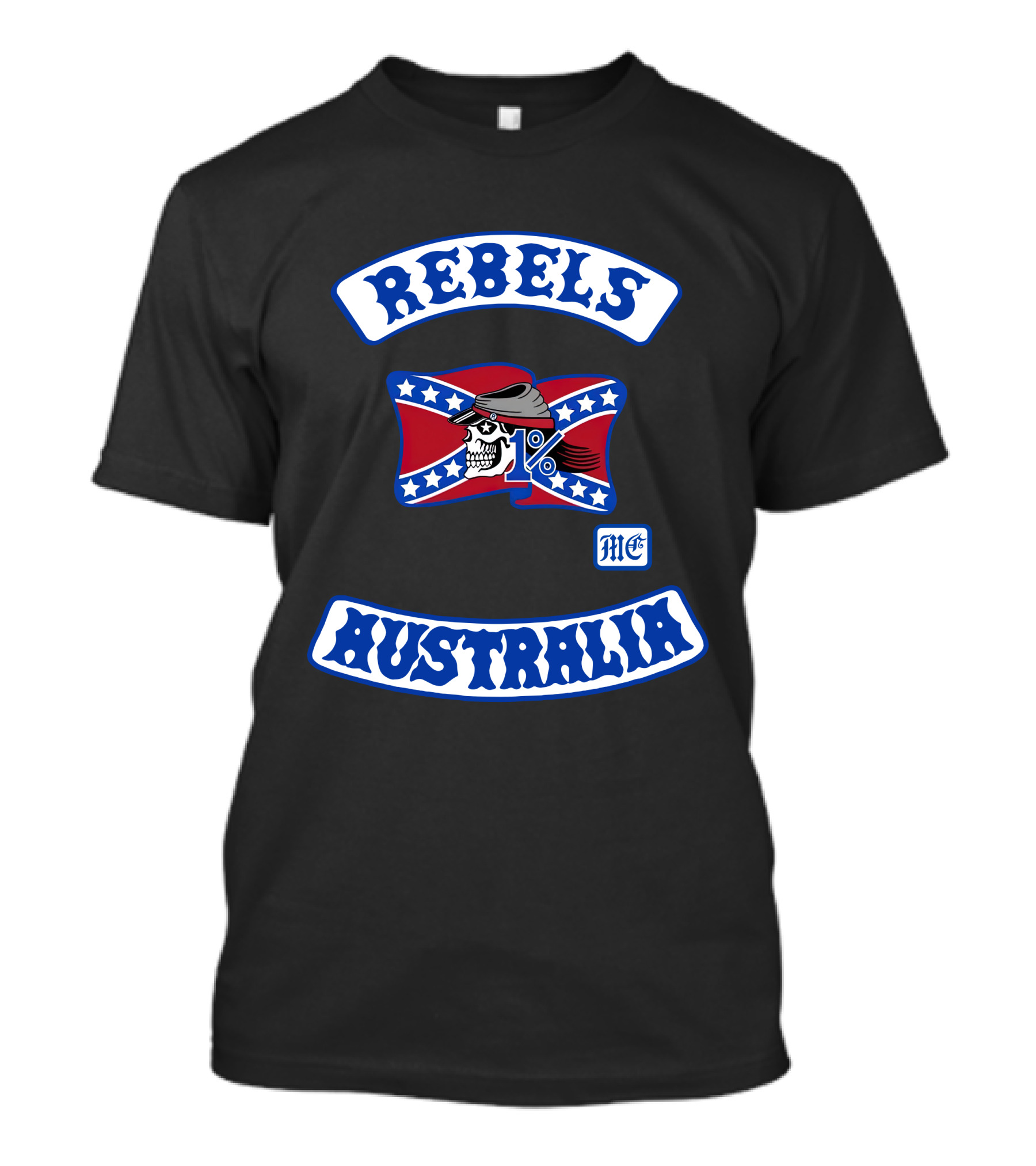 Rebels MC 1% Skull Australia Motorcycle Club Patch T-Shirt