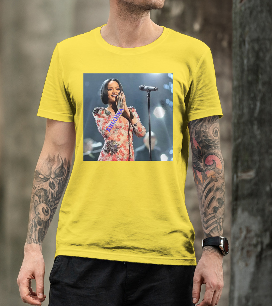 Rihanna Singer Songwriter Actress Performance Floral Dress T-Shirt