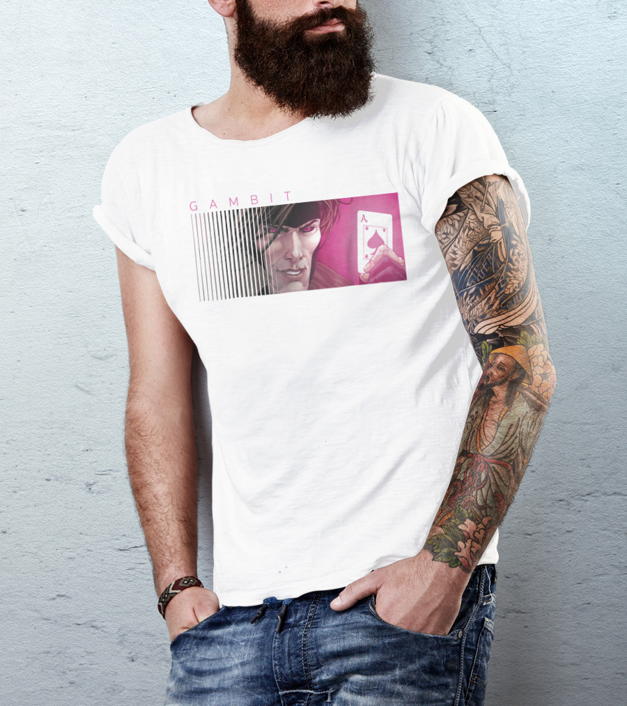 Gambit X-Men Holding Ace Of Spades Card T-Shirt