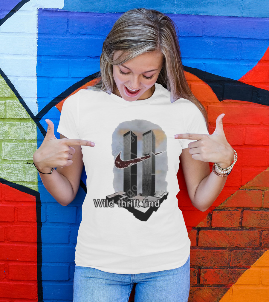Wild Thrift Find Tiktok Screenshots Twin Towers Swoosh T-Shirt