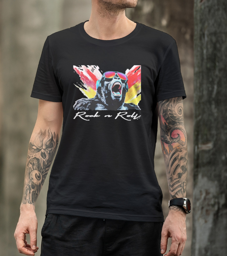 Rock N Roll Gorilla With Headphones And Sunglasses T-Shirt