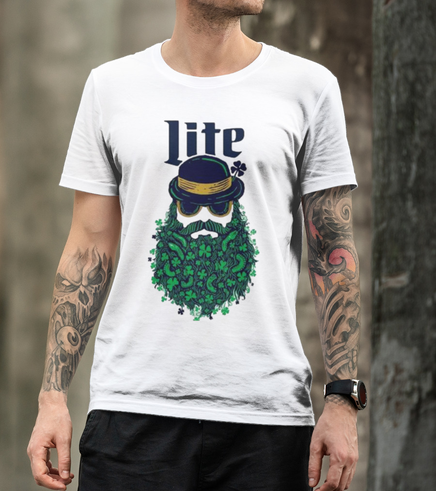 St Patrick’s Day Lite Hat And Green Beard With Shamrocks T-Shirt