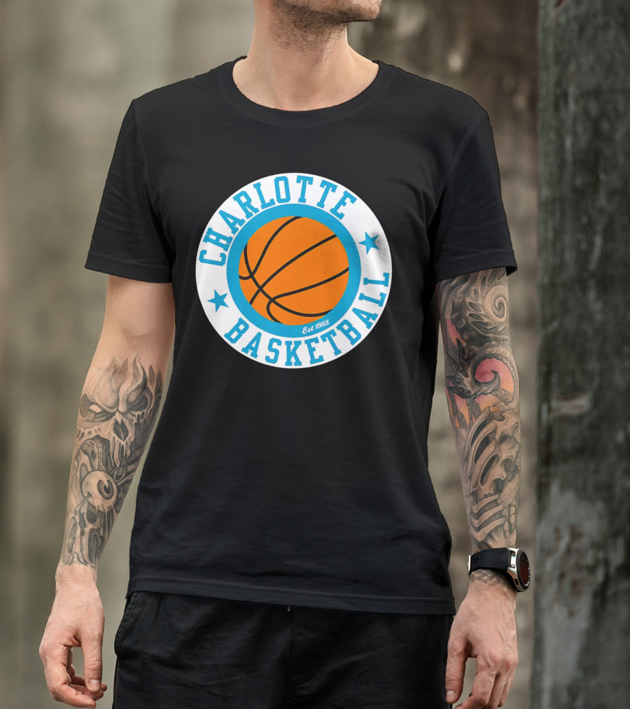 Charlotte Basketball Est 1988 Logo Vintage Style Circle Emblem T-Shirt
