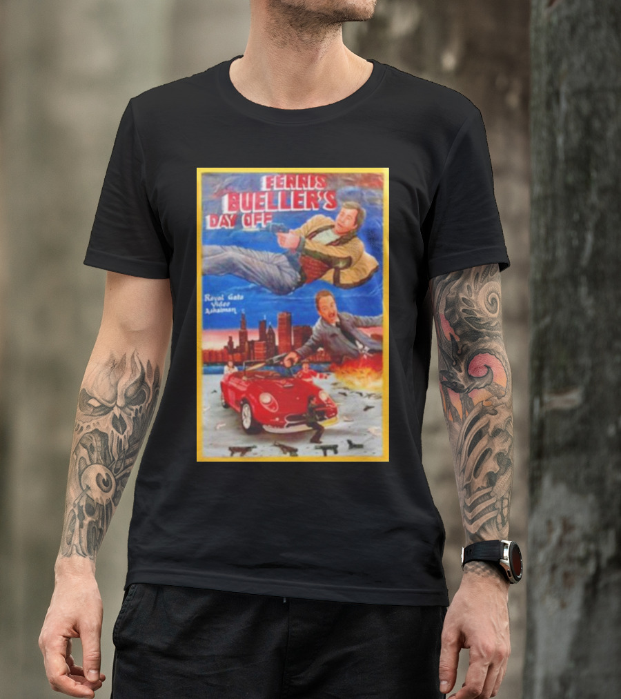 Ferris Bueller's Day Off Royal Gato Video Ashaiman Explosive Artwork With Thrilling City Escape T-Shirt