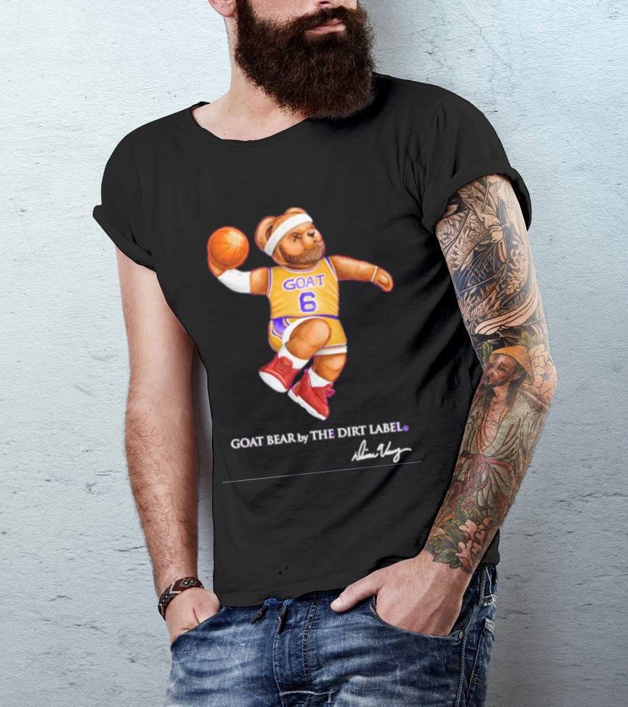 Los Angeles Lakers LeBron James GOAT Bear By The Dirt Label 6 T-Shirt