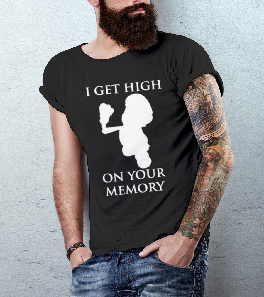 I Get High On Your Memory Mario Silhouette Smoking Pipe T-Shirt