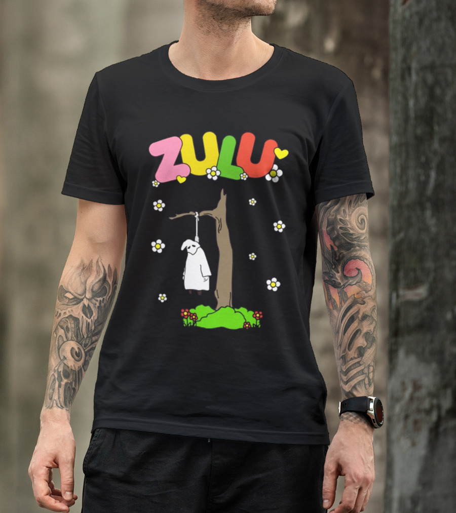 Zulu Hanging Tree With Colorful Text And Heart Flowers T-Shirt